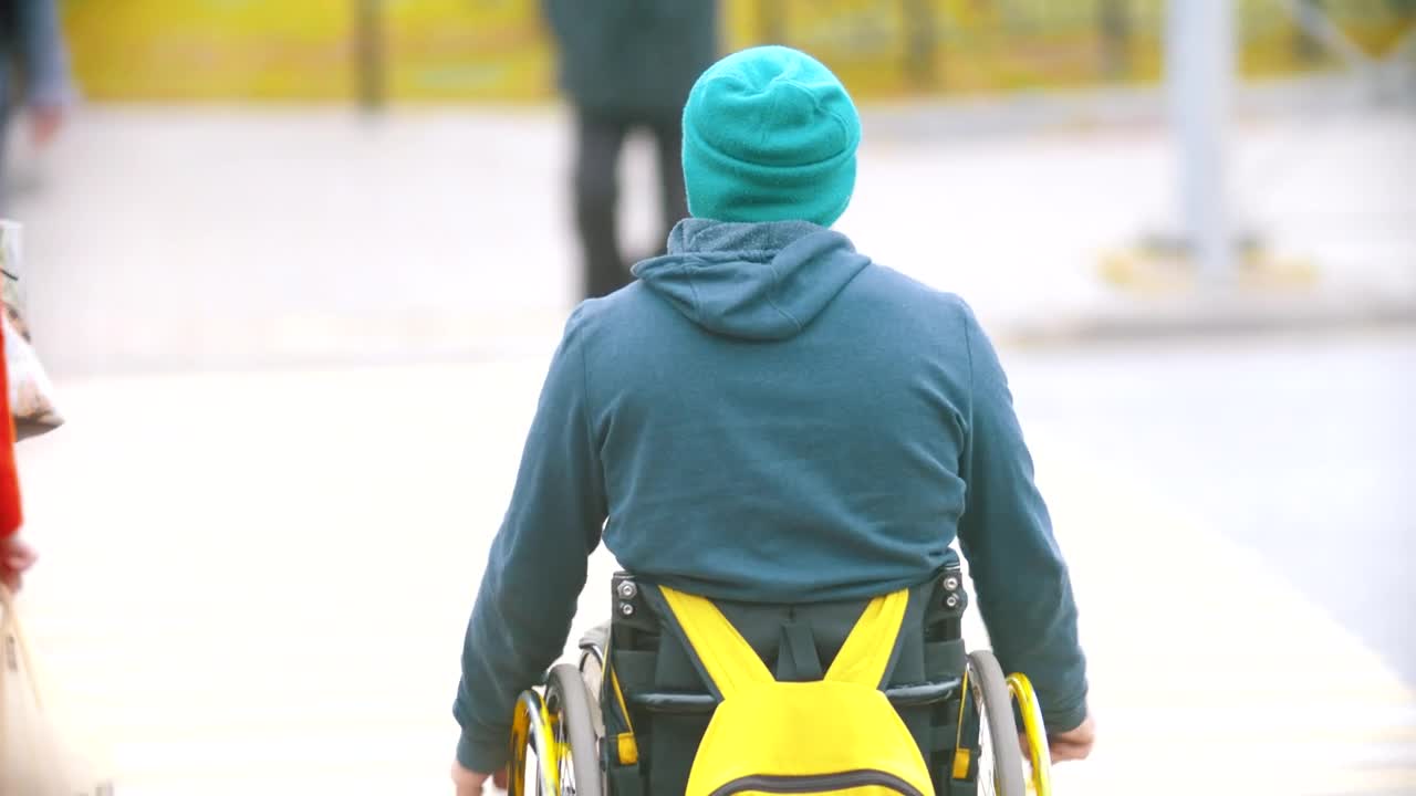 Stock Video Disabled Man In A Wheelchair Crossing The Road Live Wallpaper For PC - Free Download