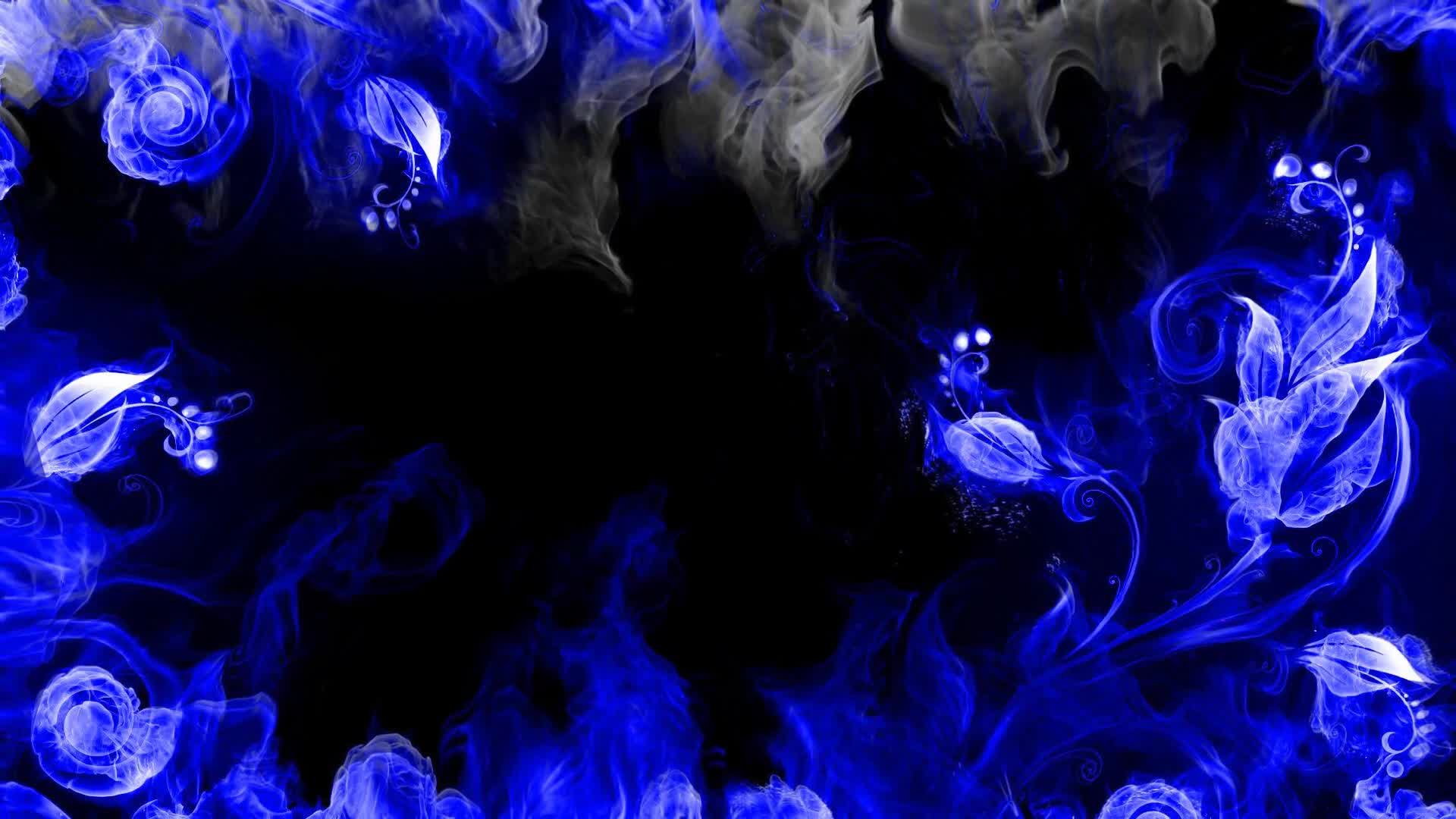Flowers  And  Smoke  Blue  Abstract  Live  Wallpaper - Free Download