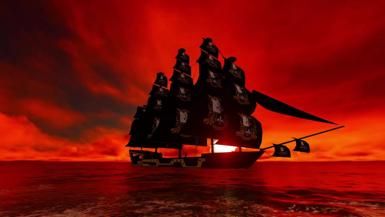 Video Stock Pirate Ship Sailing In A Red Sunset Live Wallpaper Free - Free Download