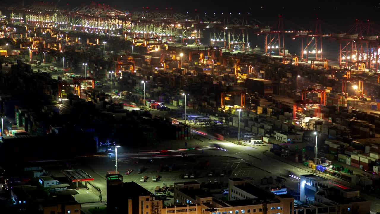 Free Stock Video Shanghai Containerport Working At Night Live Wallpaper - Free Download