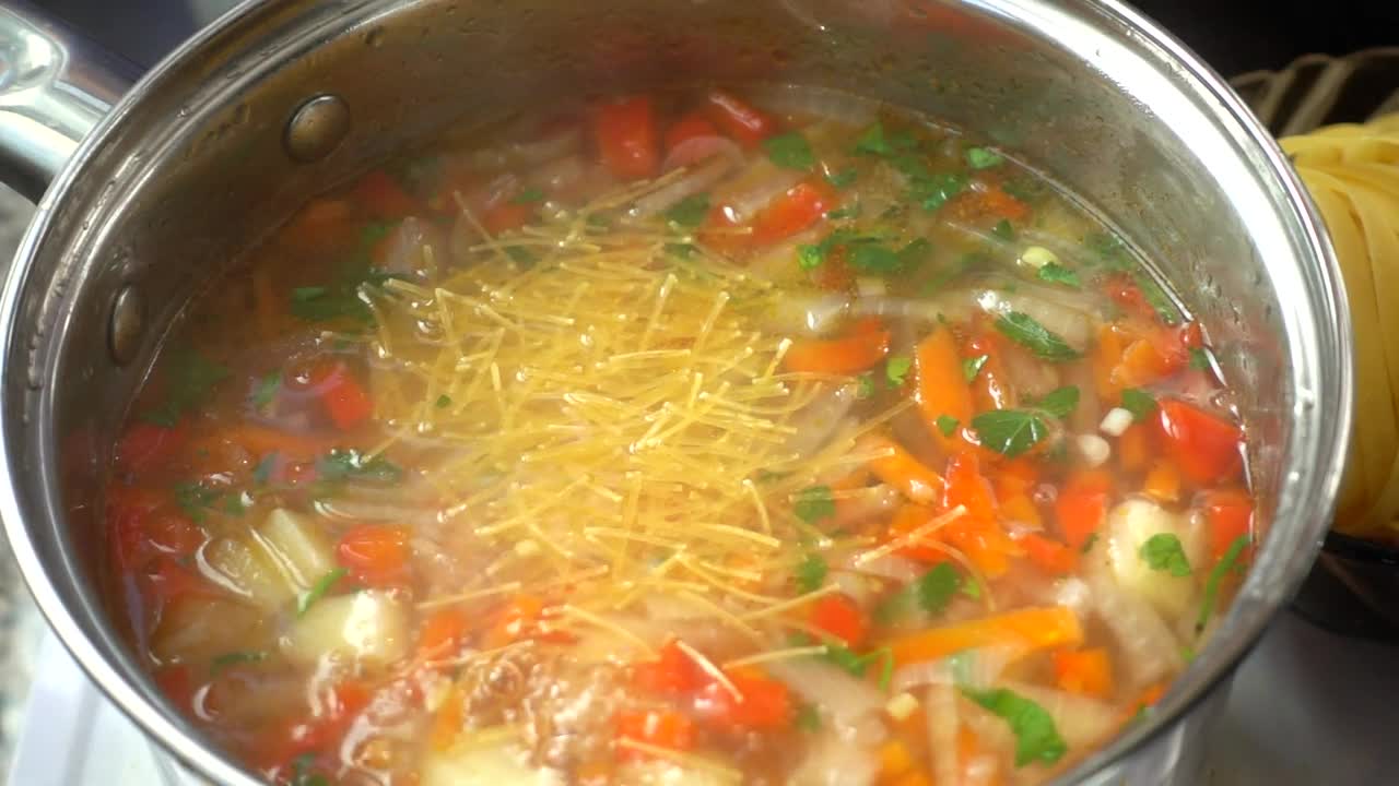 Video Stock Preparing Vegetable And Pasta Soup Live Wallpaper Free - Free Download