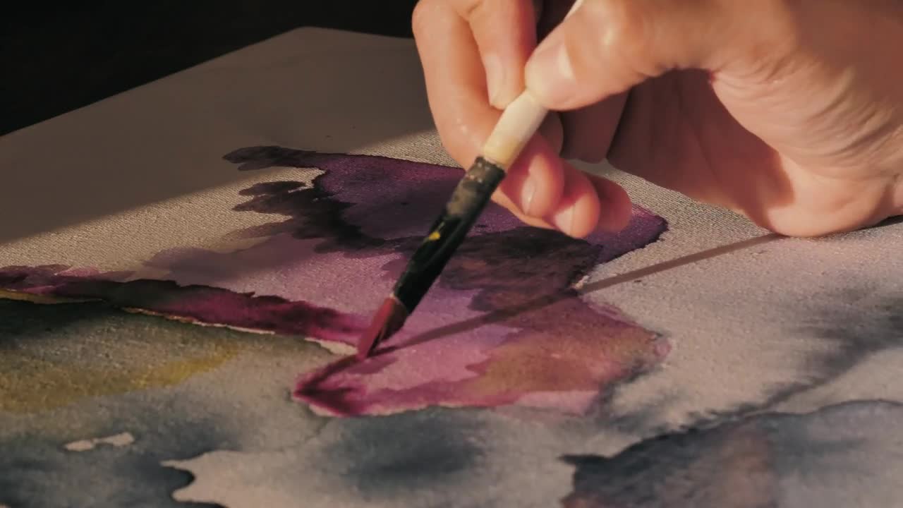 Stock Video Hand Of An Artist With A Brush When Painting Live Wallpaper For PC - Free Download