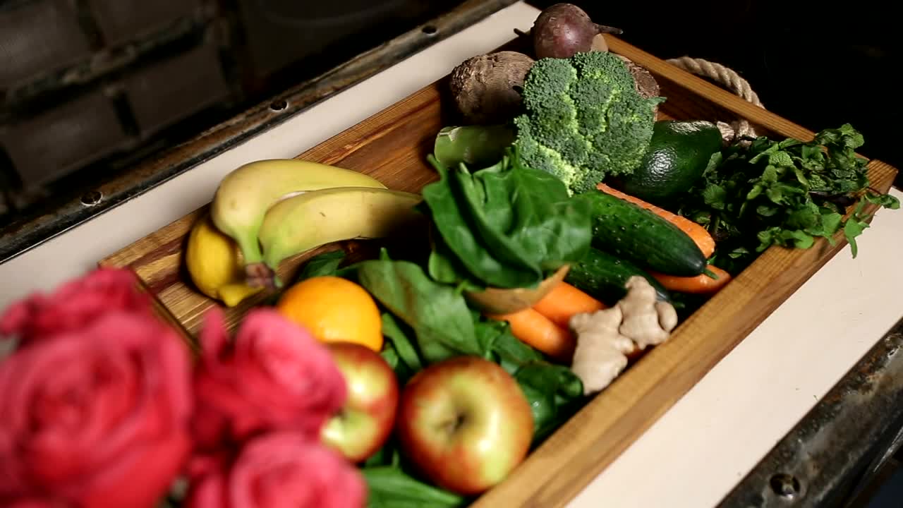 Stock Video Fresh Fruit And Vegetables In A Tray Live Wallpaper For PC - Free Download