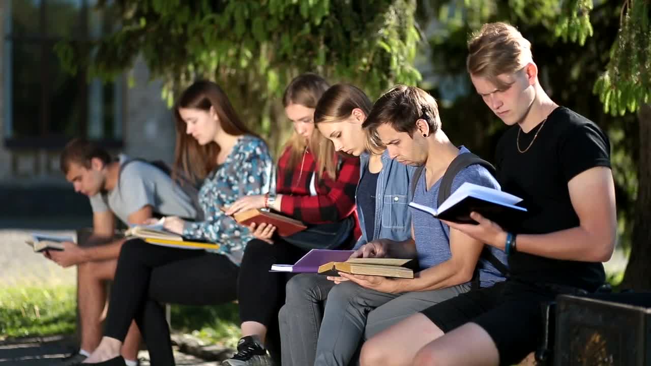 Stock Video People In A Garden Studying With Books In Hand Live Wallpaper - Free Download