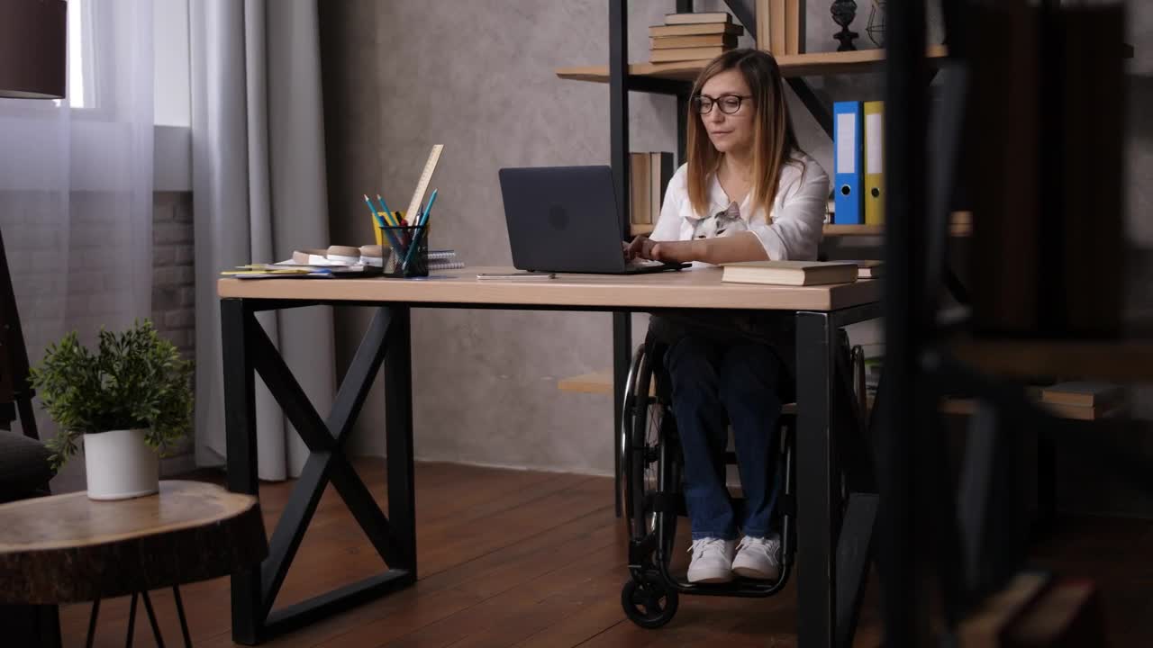Stock Video Handicapped Woman Working From Home Live Wallpaper For PC - Free Download