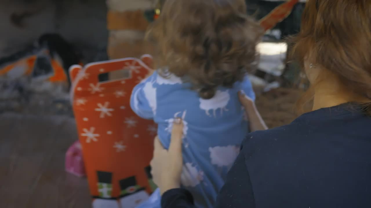 Stock Video Happy And Excited Girl With A Stuffed Santa Claus Animated Wallpaper - Free Download