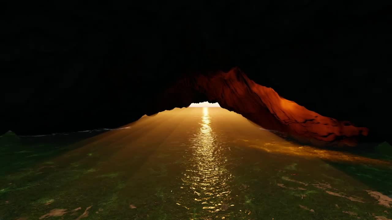 Free Video Stock sunset flare in a sea cave Live Wallpaper - Free Download