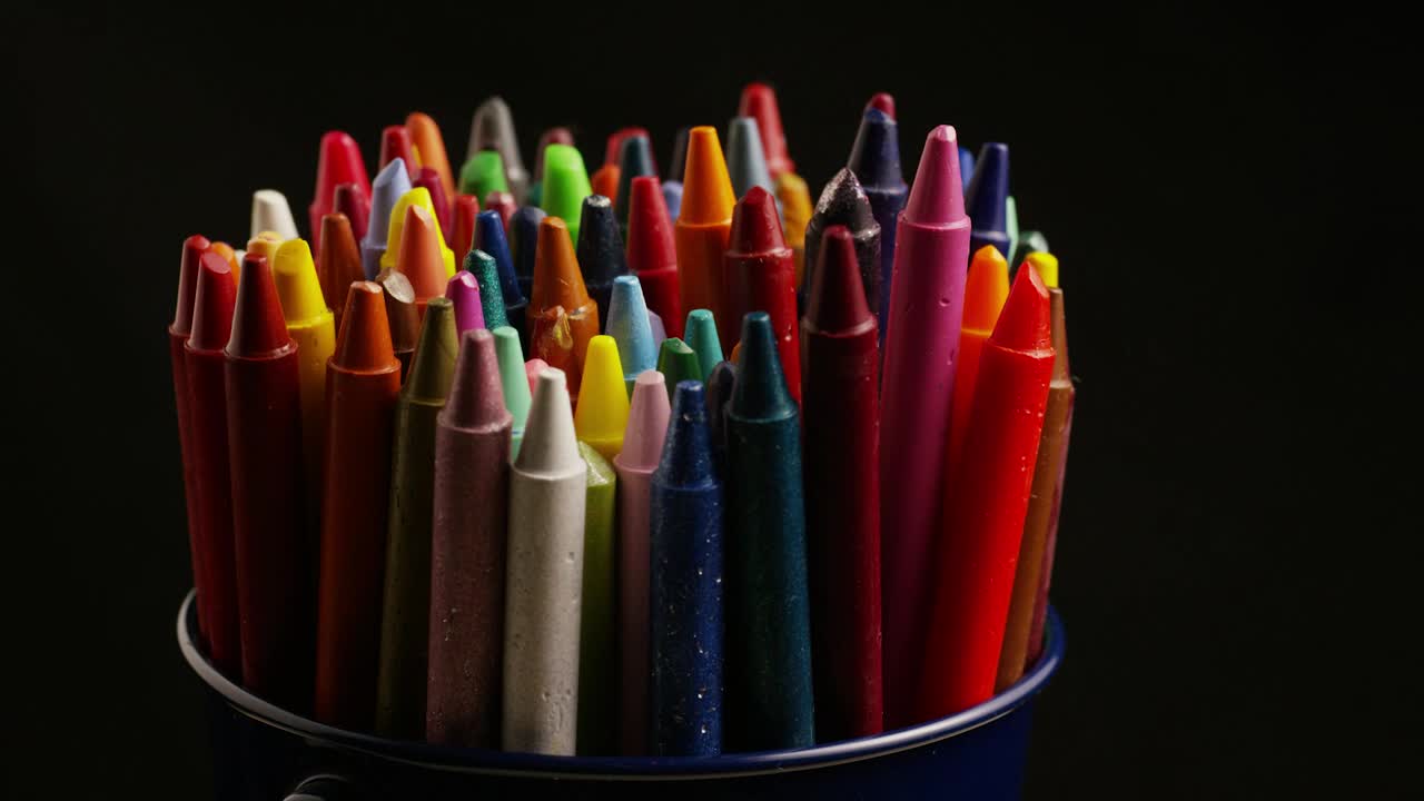 Stock Video Multi Color Wax Crayons On A Black Background Live Wallpaper - Free Download