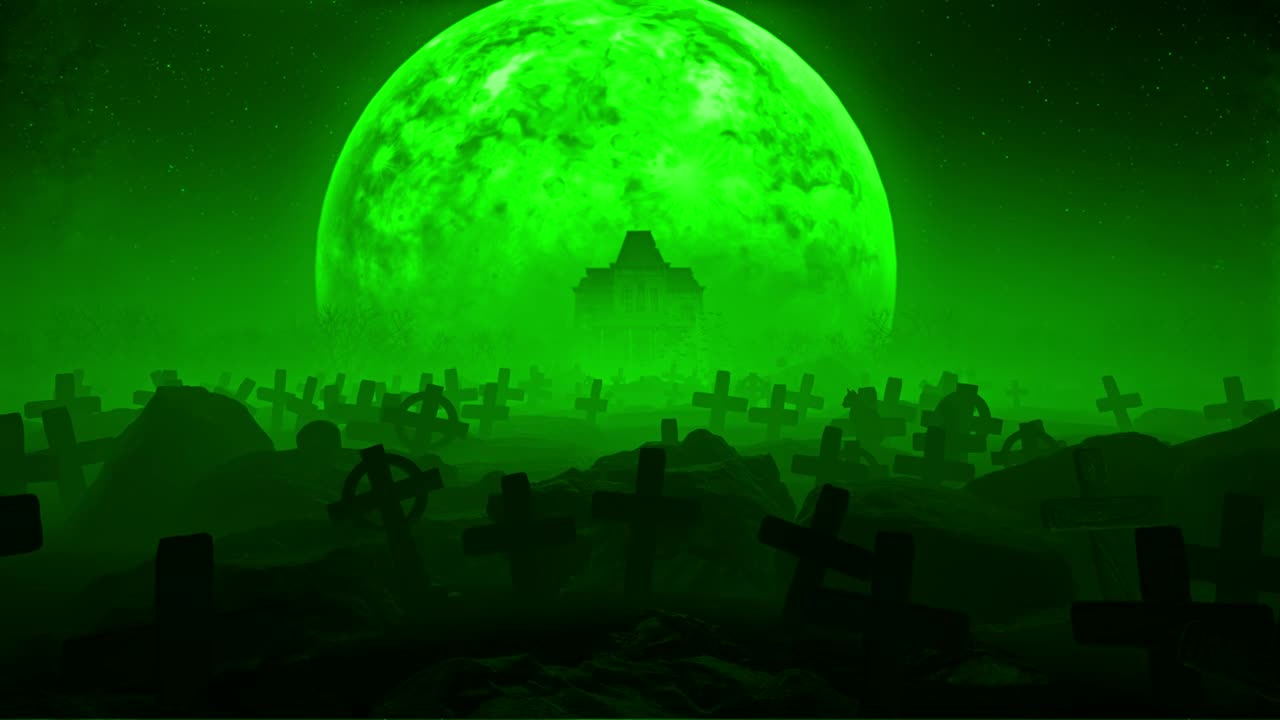 Stock Video Graveyard Under The Moon With Green Mist Live Wallpaper For PC - Free Download