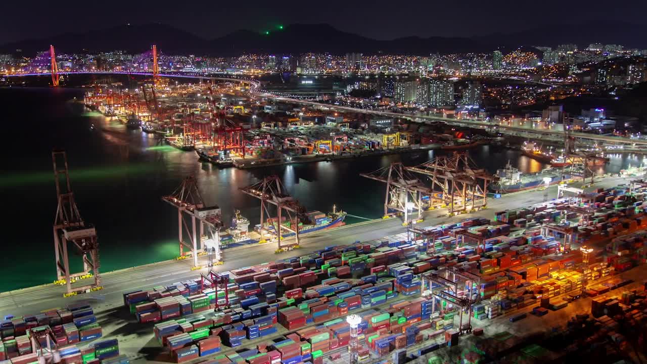 Stock Video Iluminated Containerport At Night Animated Wallpaper - Free Download