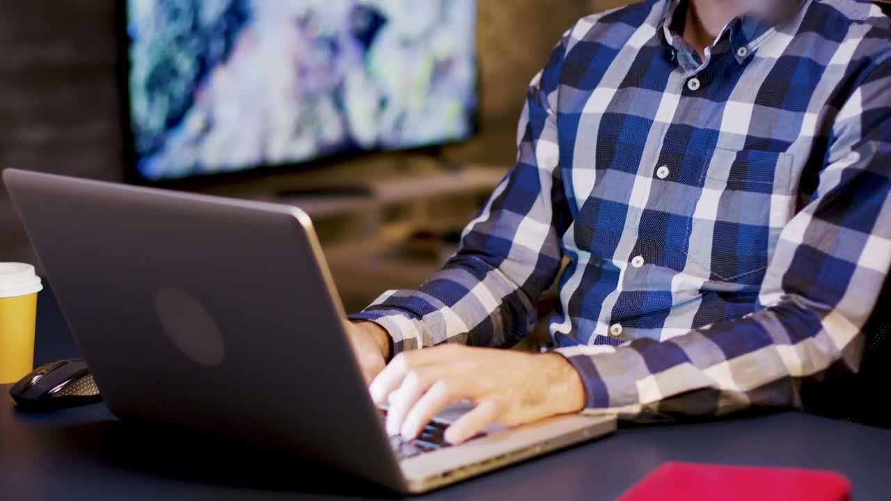 Free Video Stock thinking man places hand on chin in home office Live Wallpaper - Free Download
