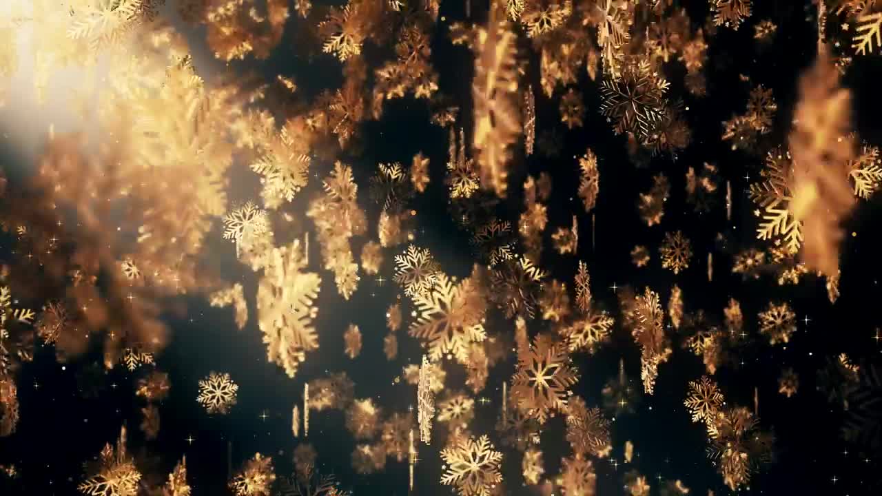 Stock Video Falling Golden Snowflakes With Black Background Live Wallpaper For PC - Free Download