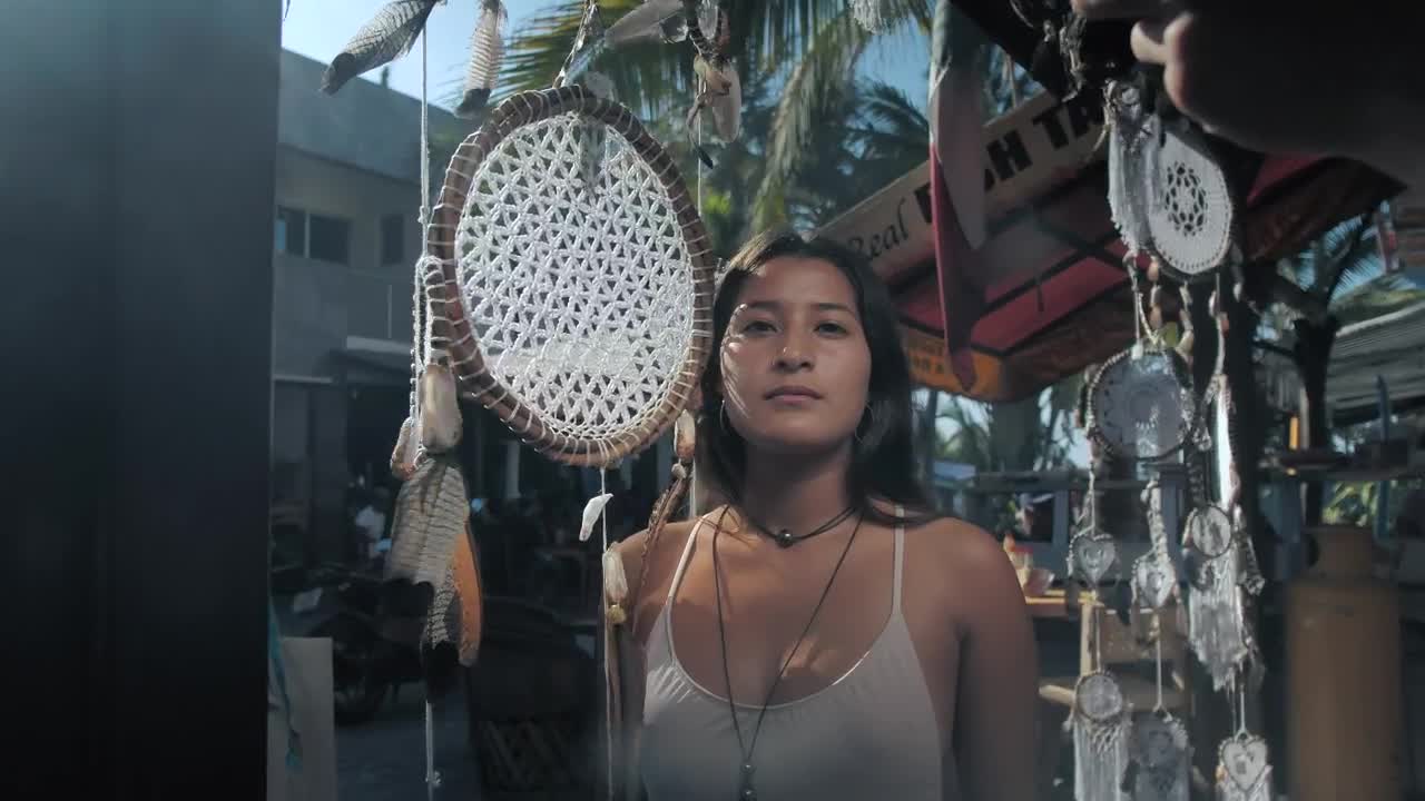Stock Footage Woman Among Dream Catchers Live Wallpaper - Free Download
