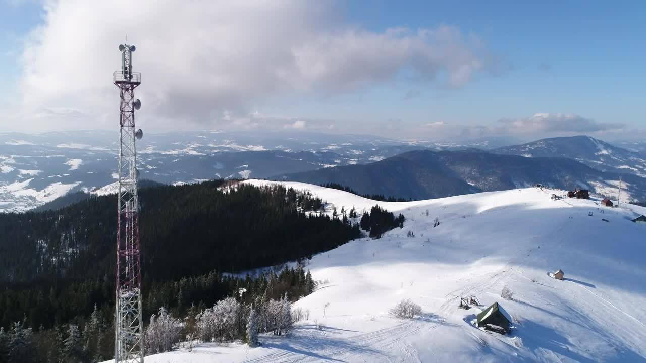 Free Video Stock tall telecommunication tower in the snow Live Wallpaper - Free Download