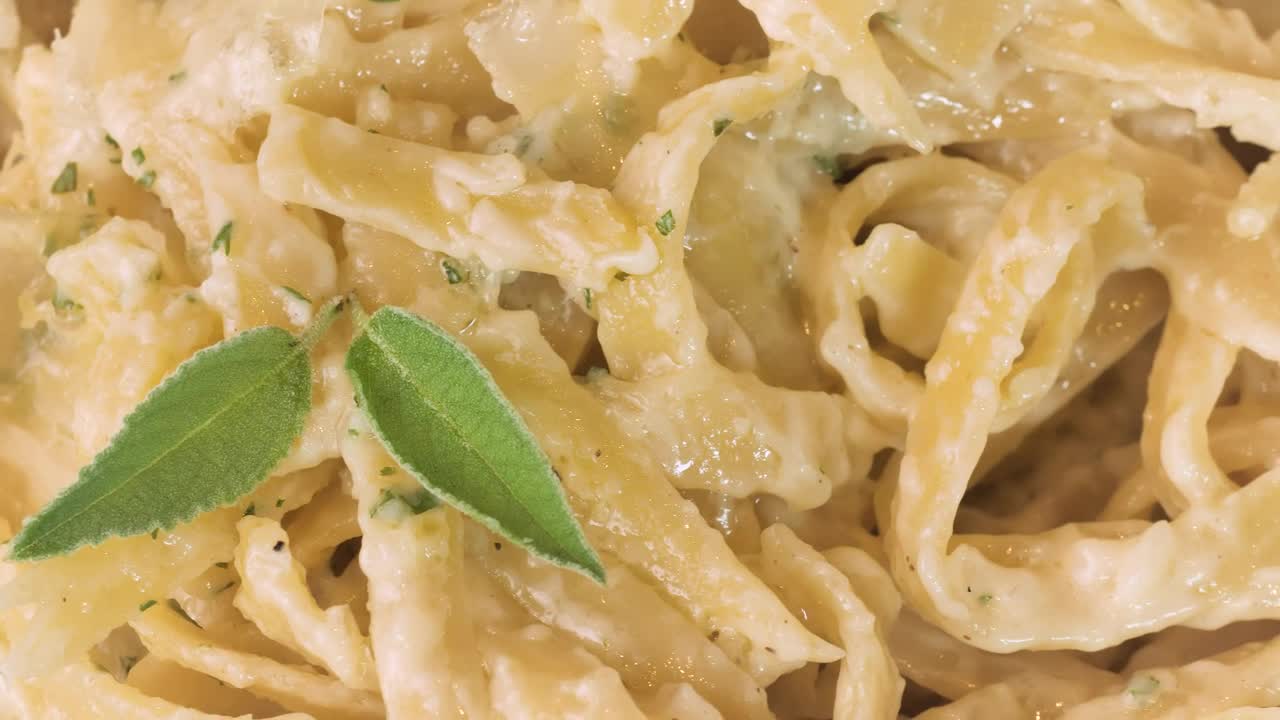 Free Video Stock texture of a fettuccine alfredo macro close up Live Wallpaper - Free Download