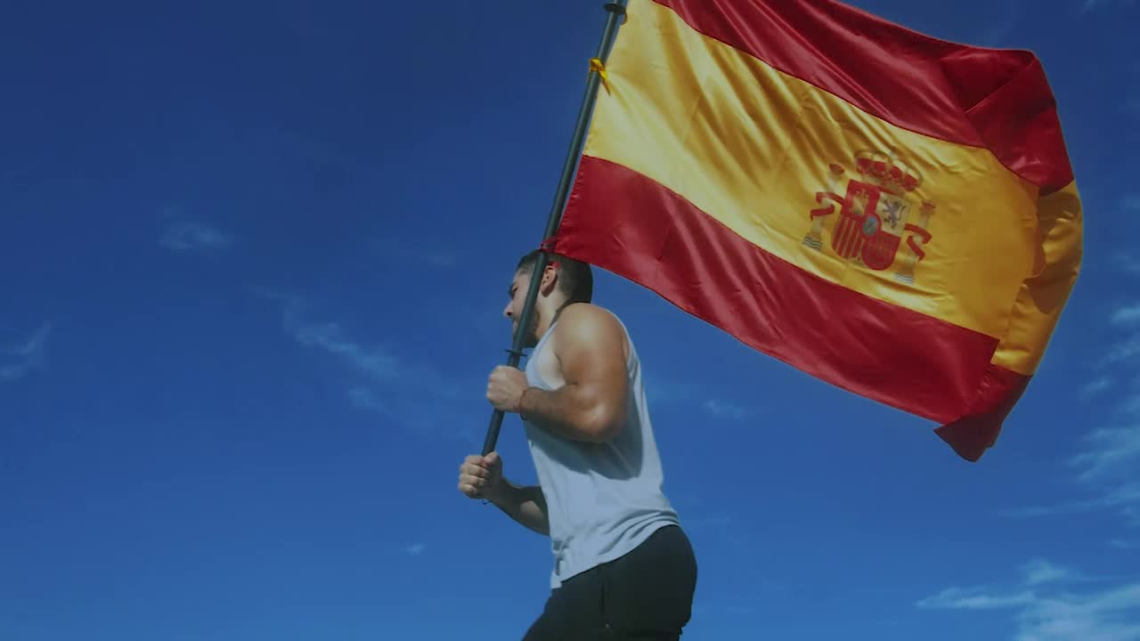 Stock Video Man Running With Spanish Fla Animated Wallpaper - Free Download