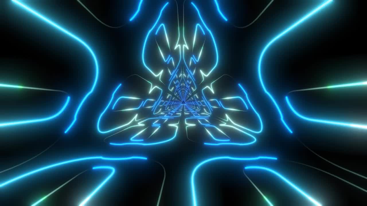 Free Stock Video Triangular Tunnel Made Of Blue Neon Light Live Wallpaper - Free Download