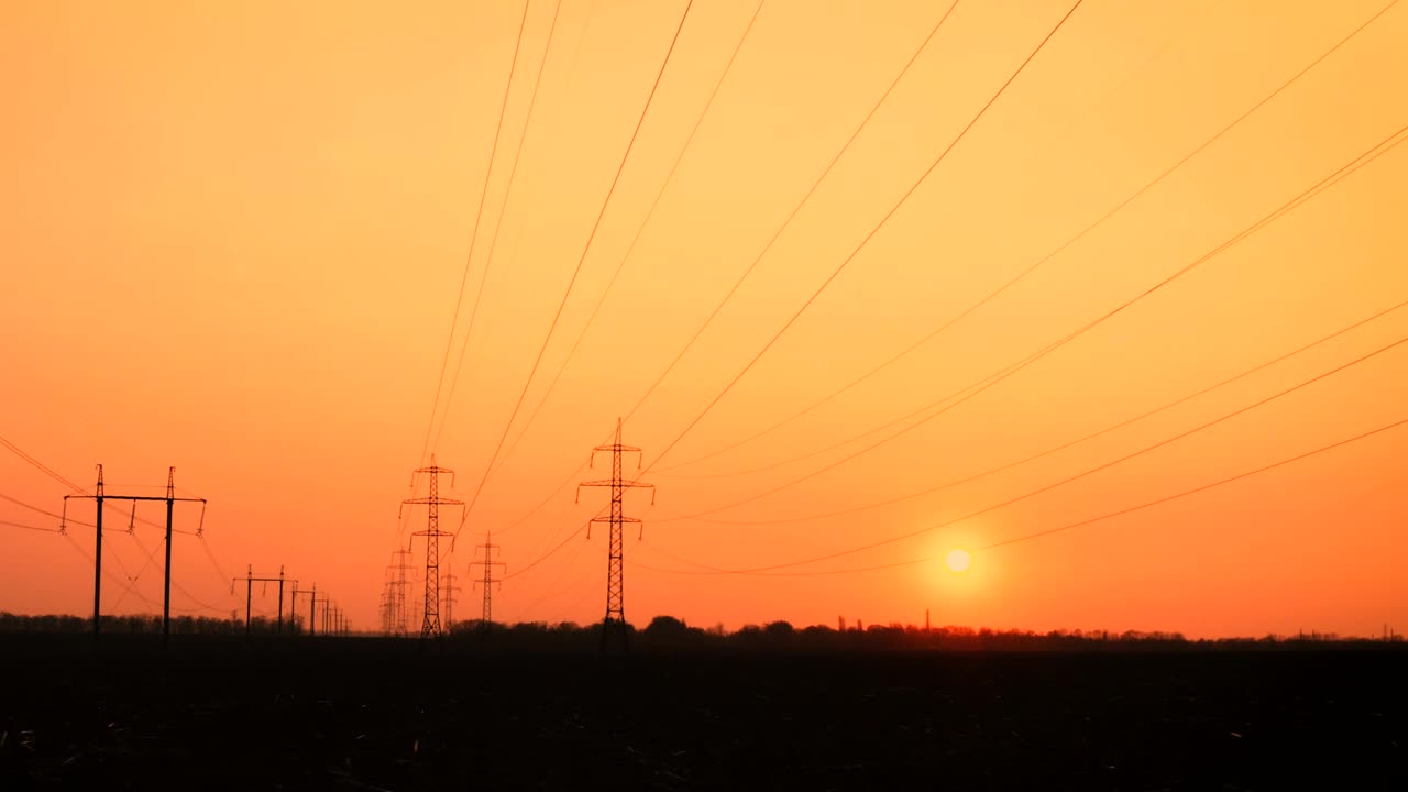 Free Stock Video Silhouettes Of Electric Power Lines And Towers Live Wallpaper - Free Download