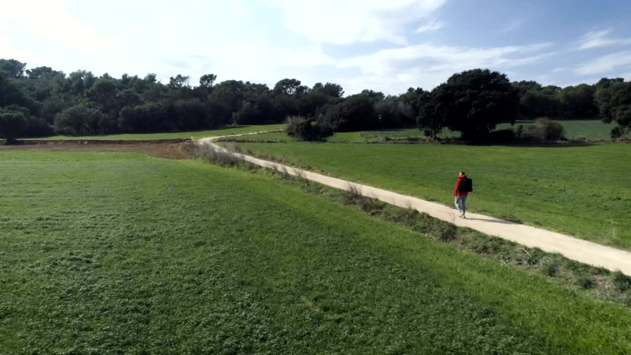 Stock Video Man Hiking On A Rural Path Animated Wallpaper - Free Download