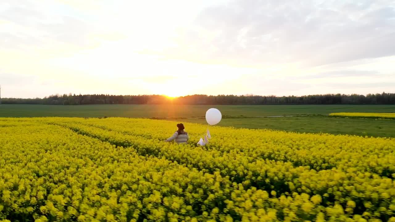 Stock Footage Walking On A Flower Field With A White Balloon At Live Wallpaper - Free Download