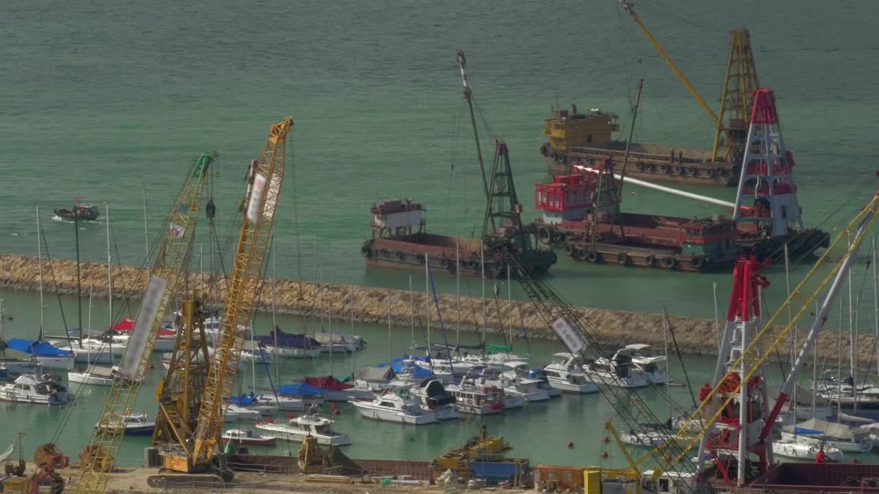 Stock Video Cranes Loading Barges At A Dock Live Wallpaper For PC - Free Download