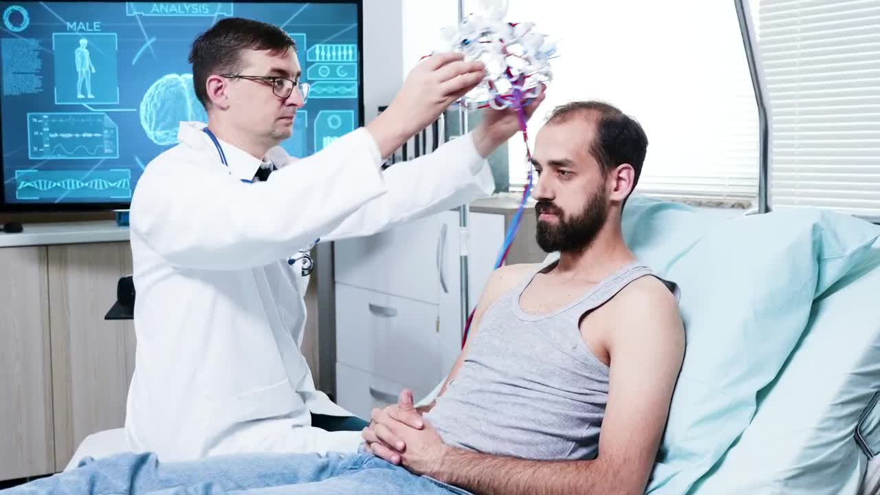 Stock Video Doctor Prepares Patient For Brain Scan In Hospital Live Wallpaper For PC - Free Download