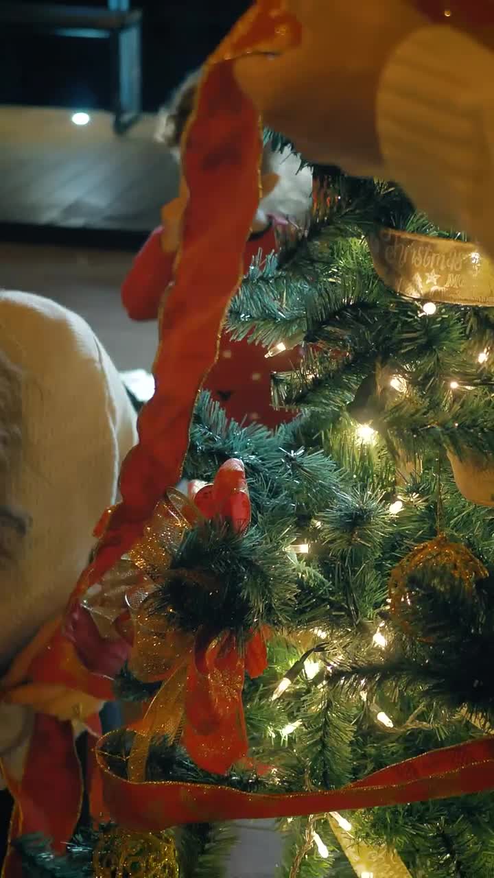 Stock Video Father And Mother Decorating A Christmas Tree Live Wallpaper For PC - Free Download