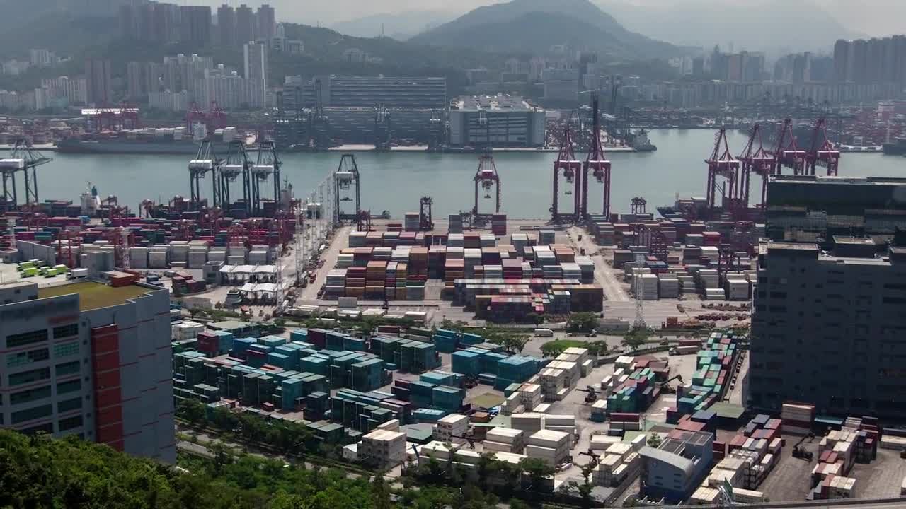 Stock Video Hong Kong Industrial Container Port At Daytime Animated Wallpaper - Free Download