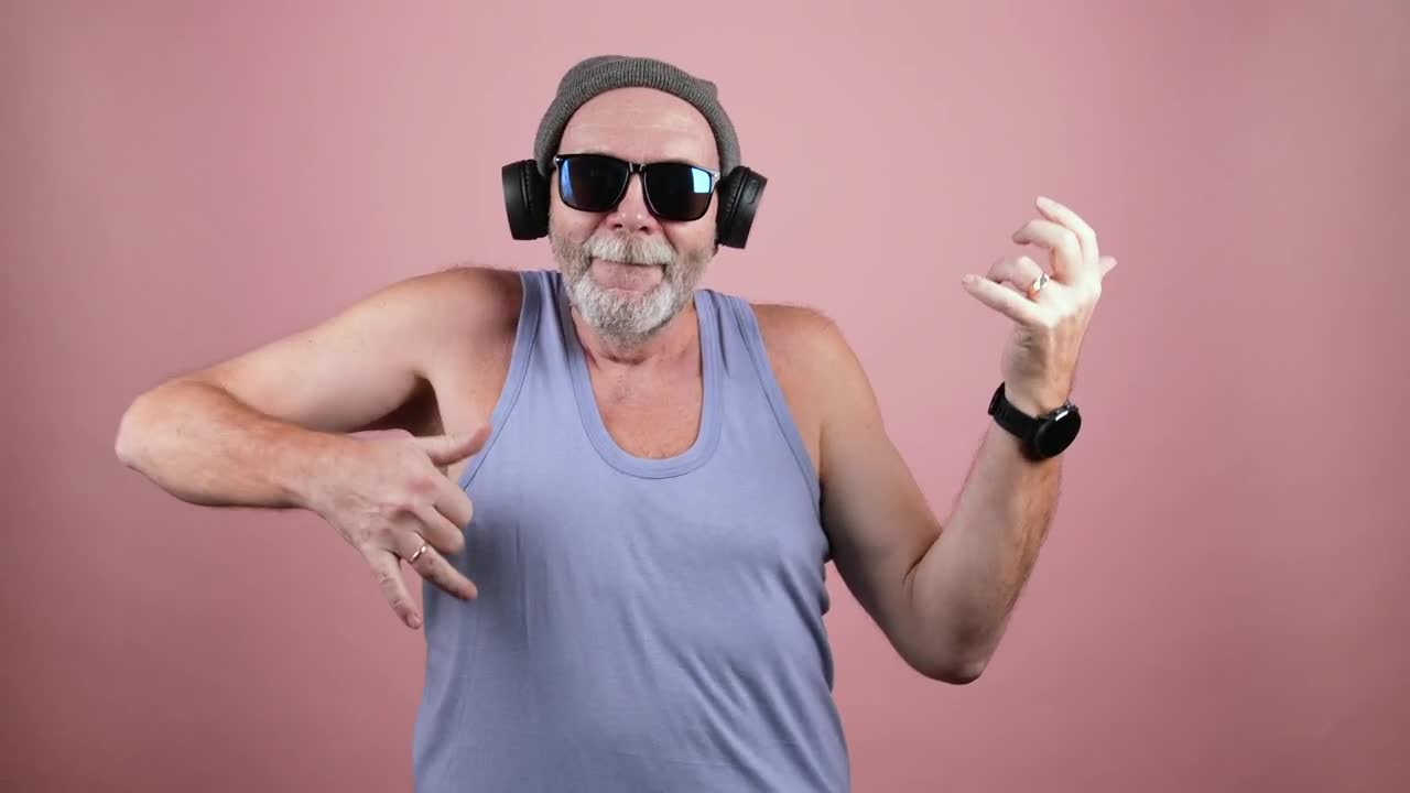 Stock Video Happy Old Man Playing An Imaginary Guitar Animated Wallpaper - Free Download