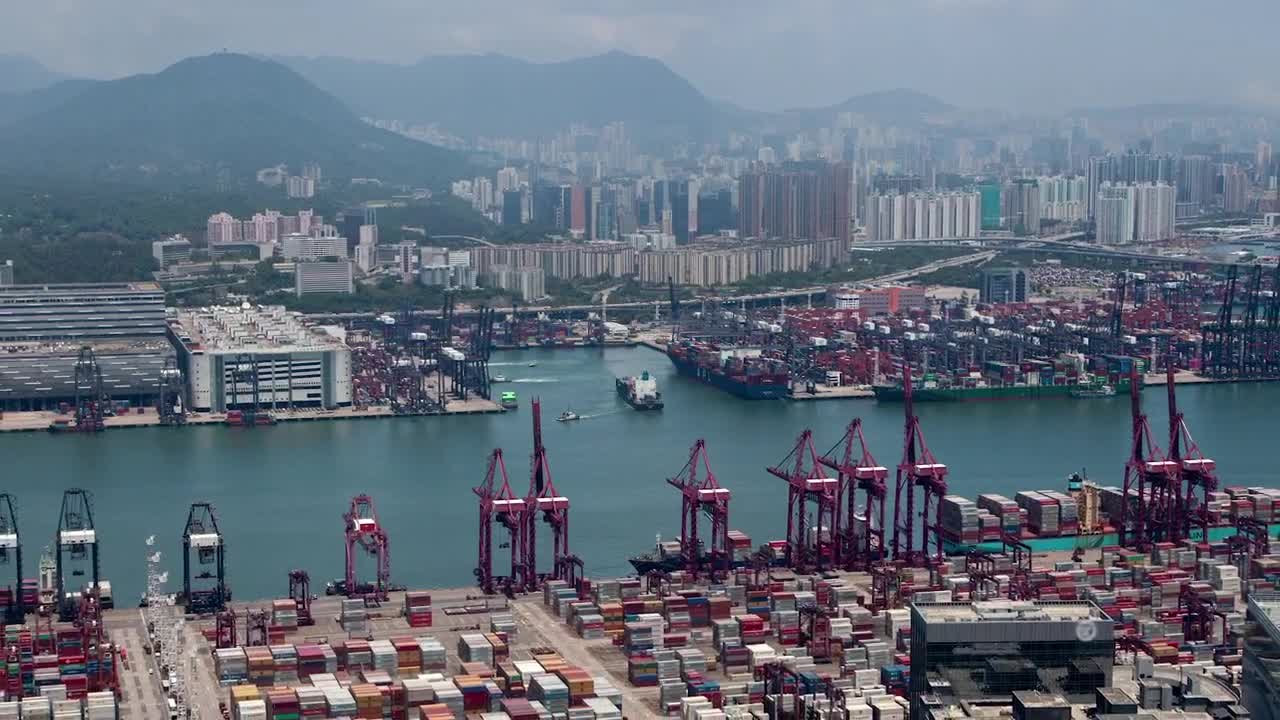Stock Video Industrial Container Terminal In Hong Kong Animated Wallpaper - Free Download