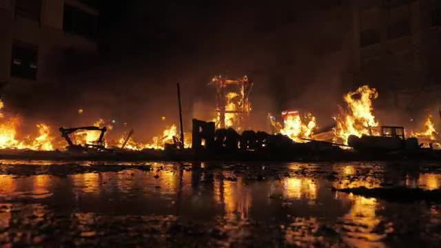 Stock Video Large Fire Burning Through The Night Smal Animated Wallpaper - Free Download