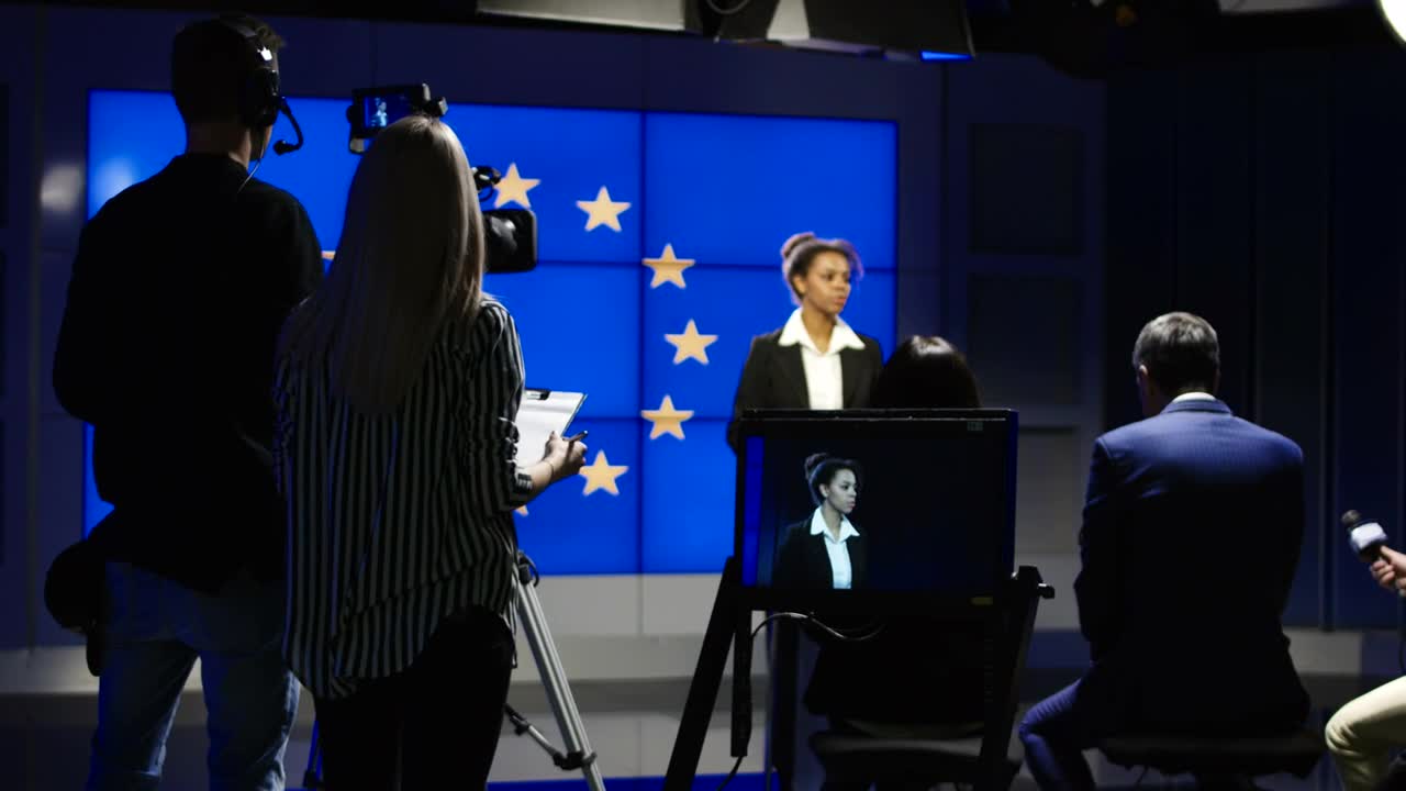 Stock Video Female News Presenter On Tv Studio Live Wallpaper For PC - Free Download