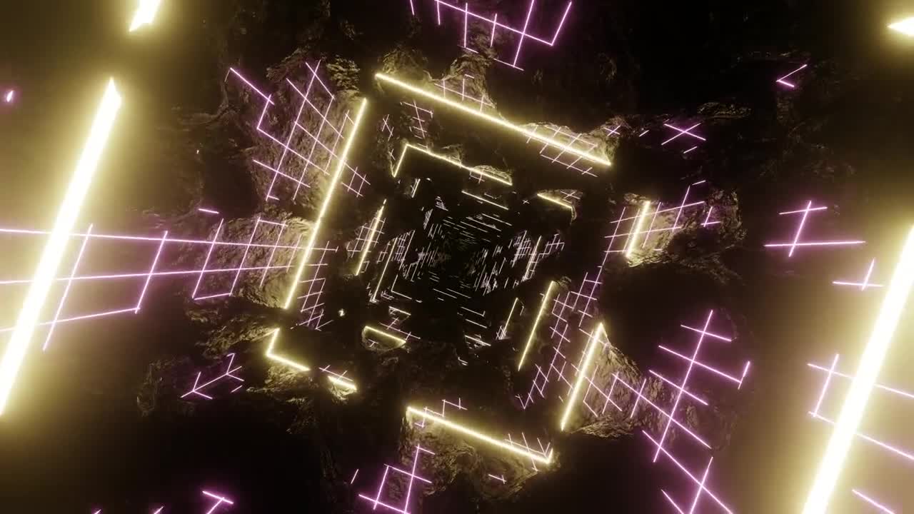 Stock Video Cyberpunk Grid Abstract Tunnel Live Wallpaper For PC - Free Download