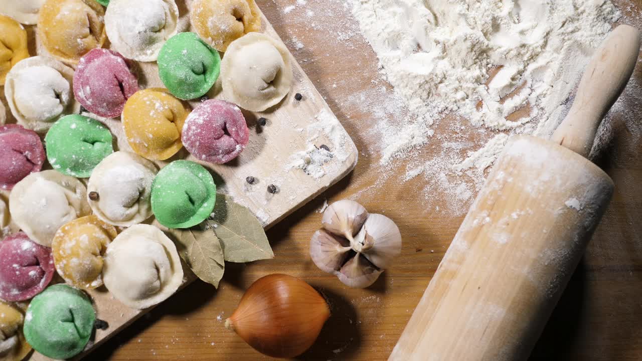 Stock Video Multicolored Homemade Dumplings Live Wallpaper - Free Download