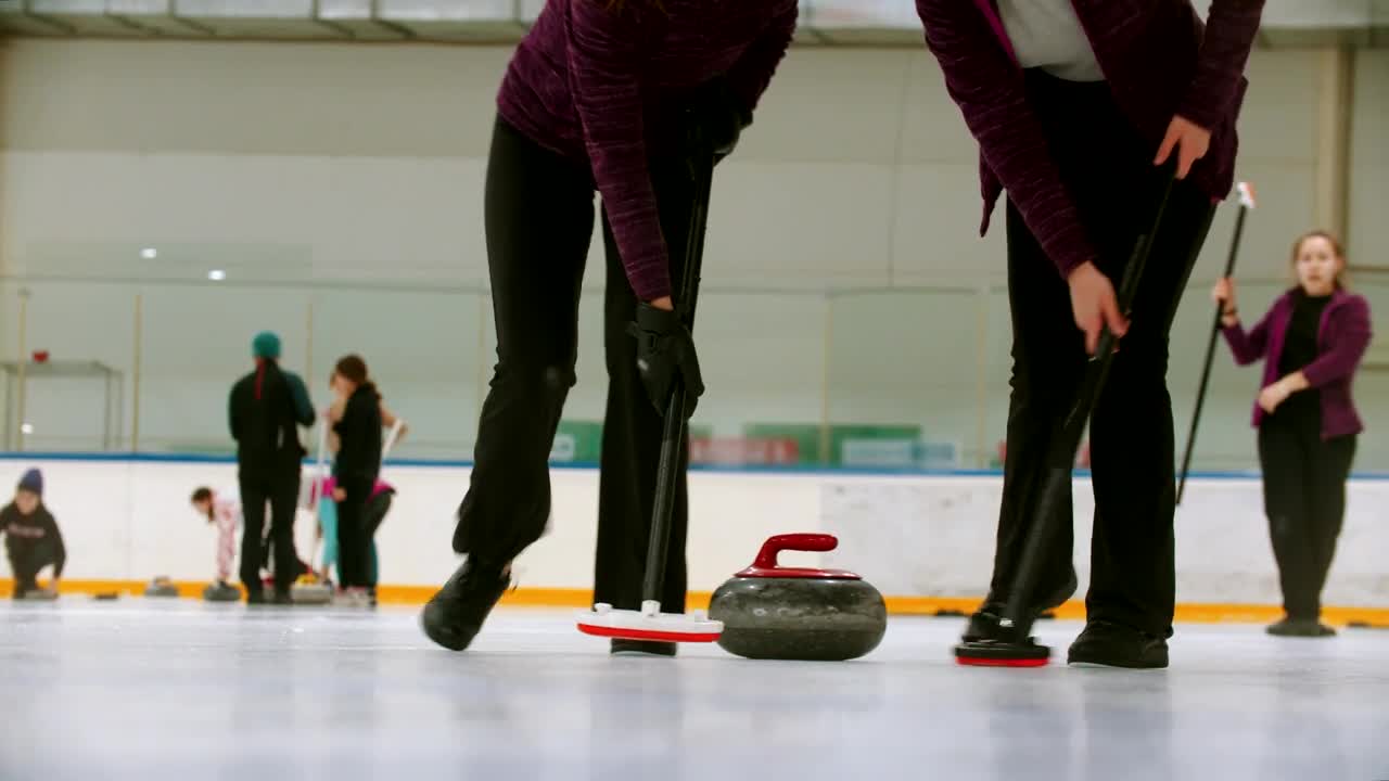 Stock Video Female Curling Players In A Shot Close To The Ice Live Wallpaper For PC - Free Download
