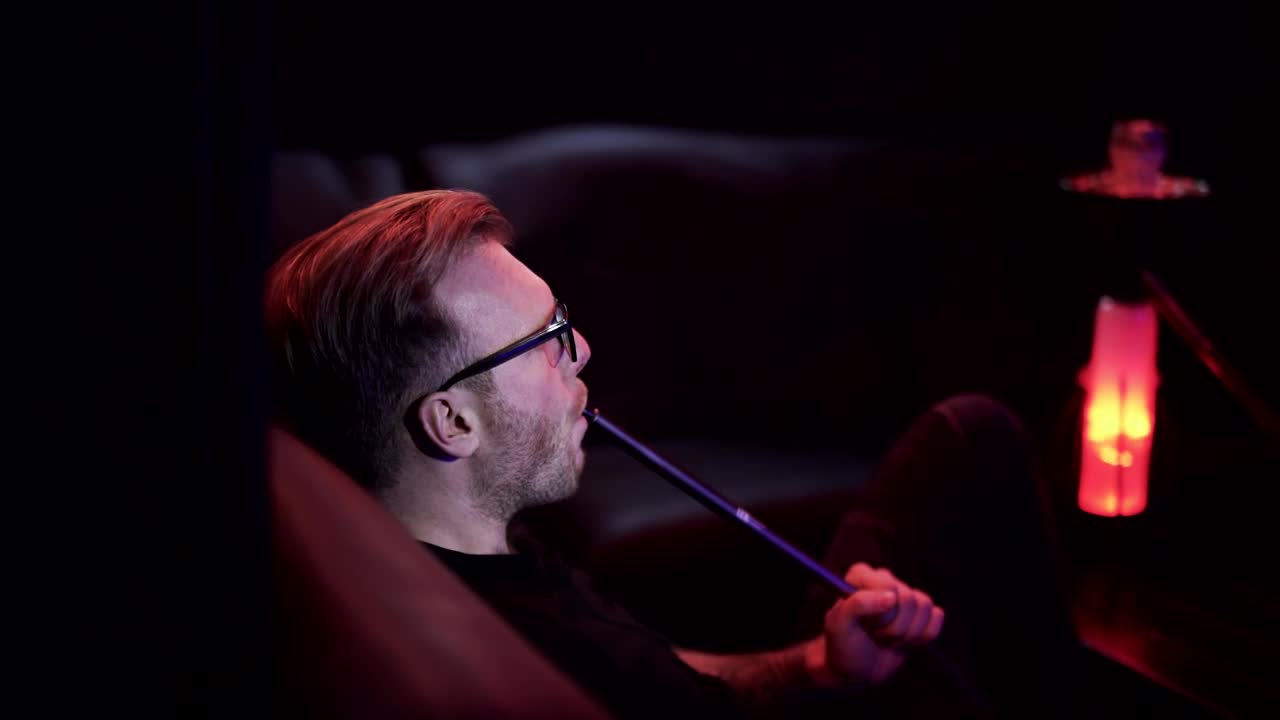 Stock Video Man Smoking Alone In Hookah Clu Animated Wallpaper - Free Download