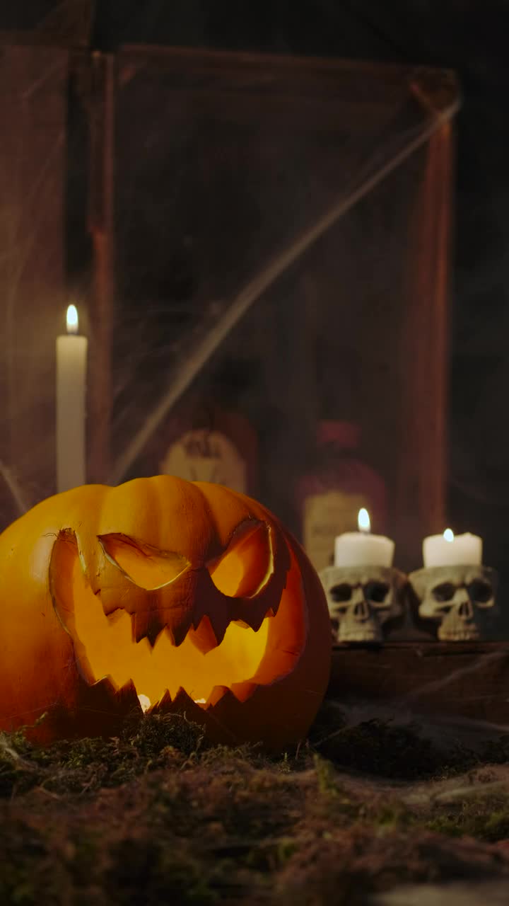 Stock Video Decorated For Halloween With Candles A Pumpkin And Cobwebs Live Wallpaper For PC - Free Download