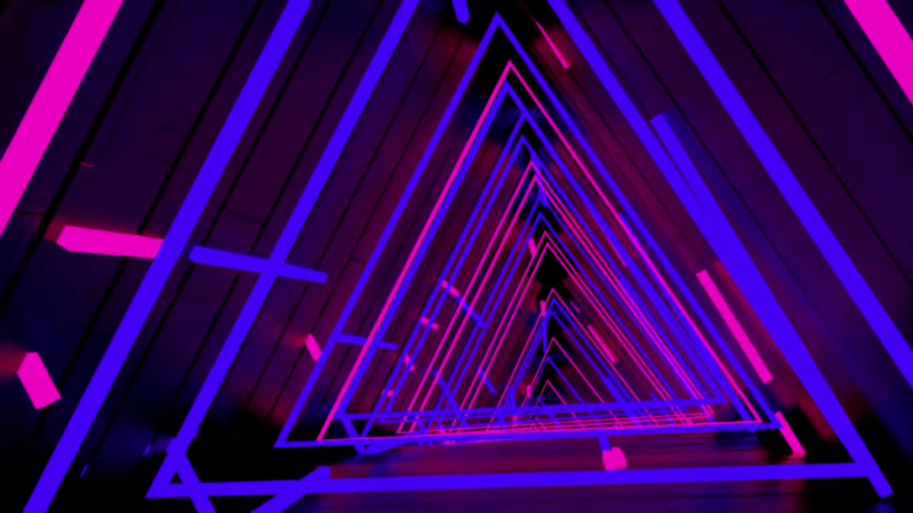 Stock Video Neon Cyberpunk Triangle Tunnel Live Wallpaper - Free Download