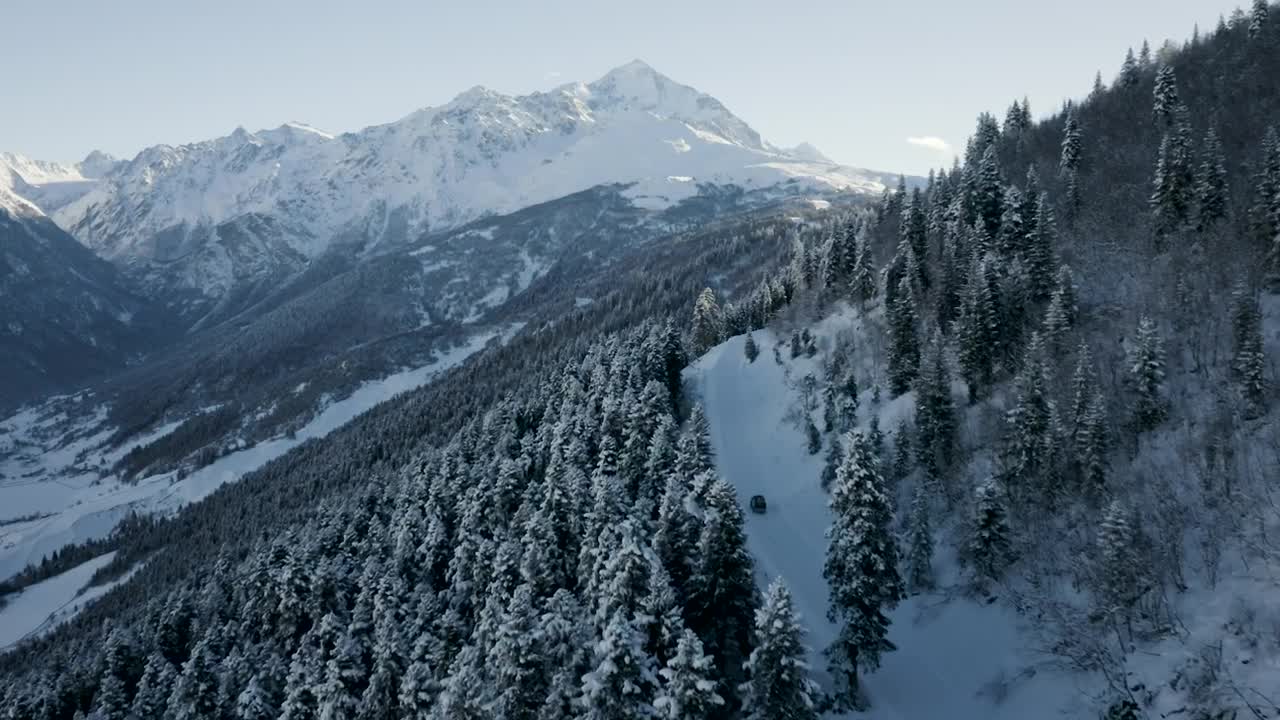 Video Stock Car Crossing A Mountain Snowy Road Live Wallpaper For PC - Free Download