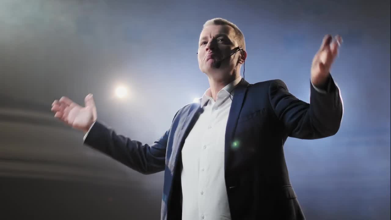Free Video Stock Successful Speaker Giving An Exciting Talk Live Wallpaper - Free Download