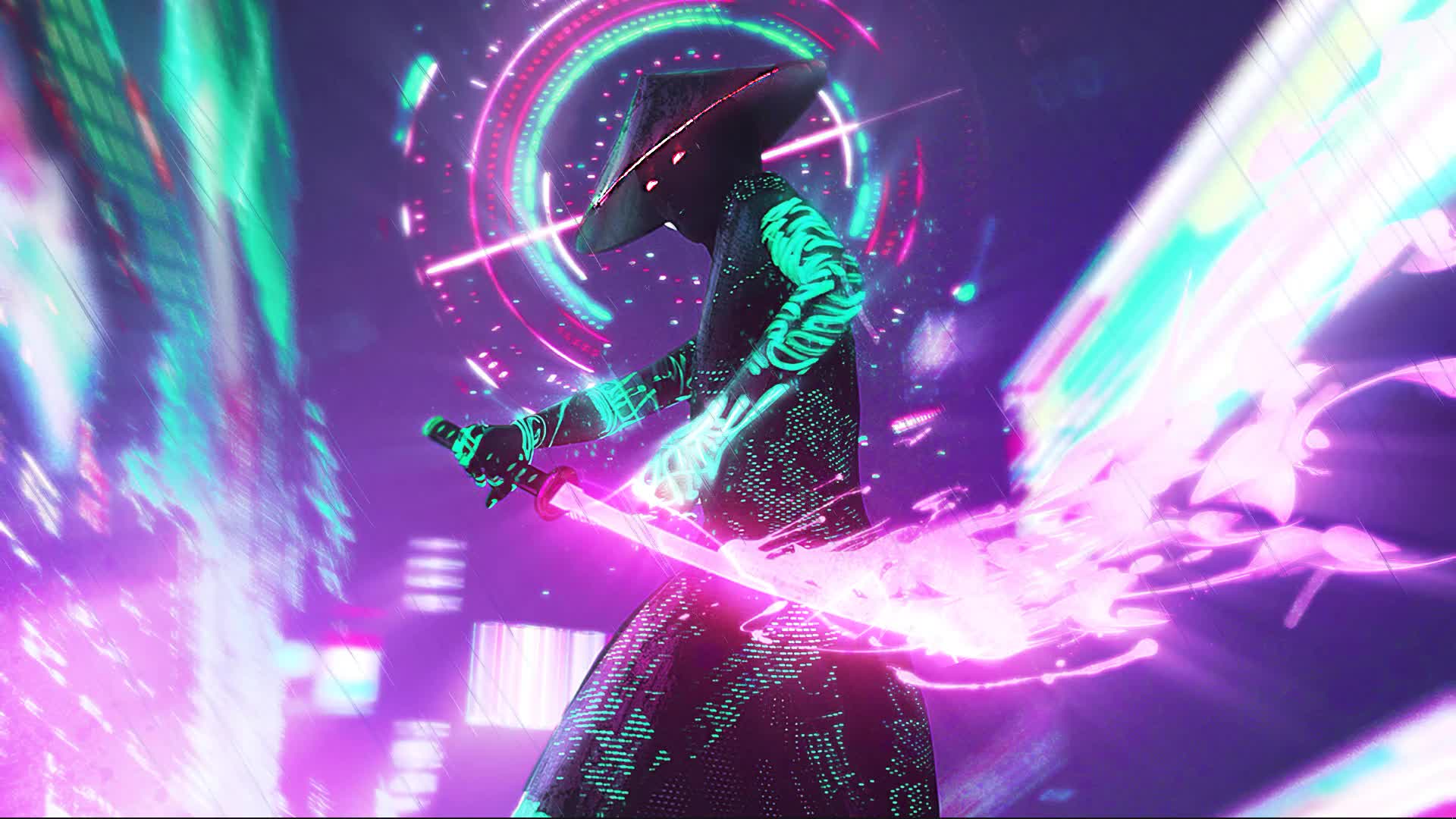 Neon Samurai Live Wallpaper - Free Download
