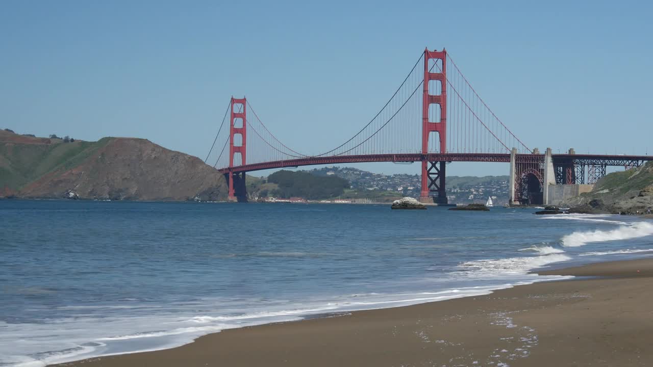Stock Video Beach With The Golden Gate Bridge In The Background Live Wallpaper For PC - Free Download