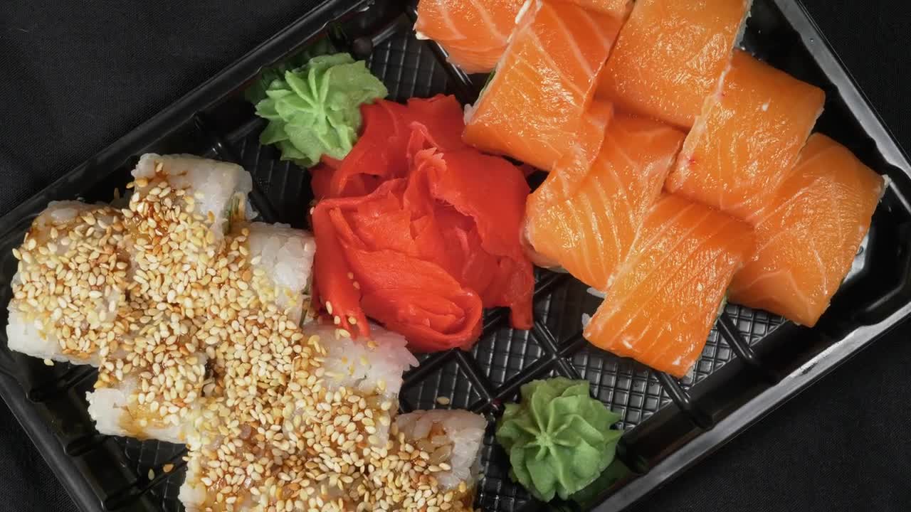 Free Video Stock sushi with sesame and salmon Live Wallpaper - Free Download