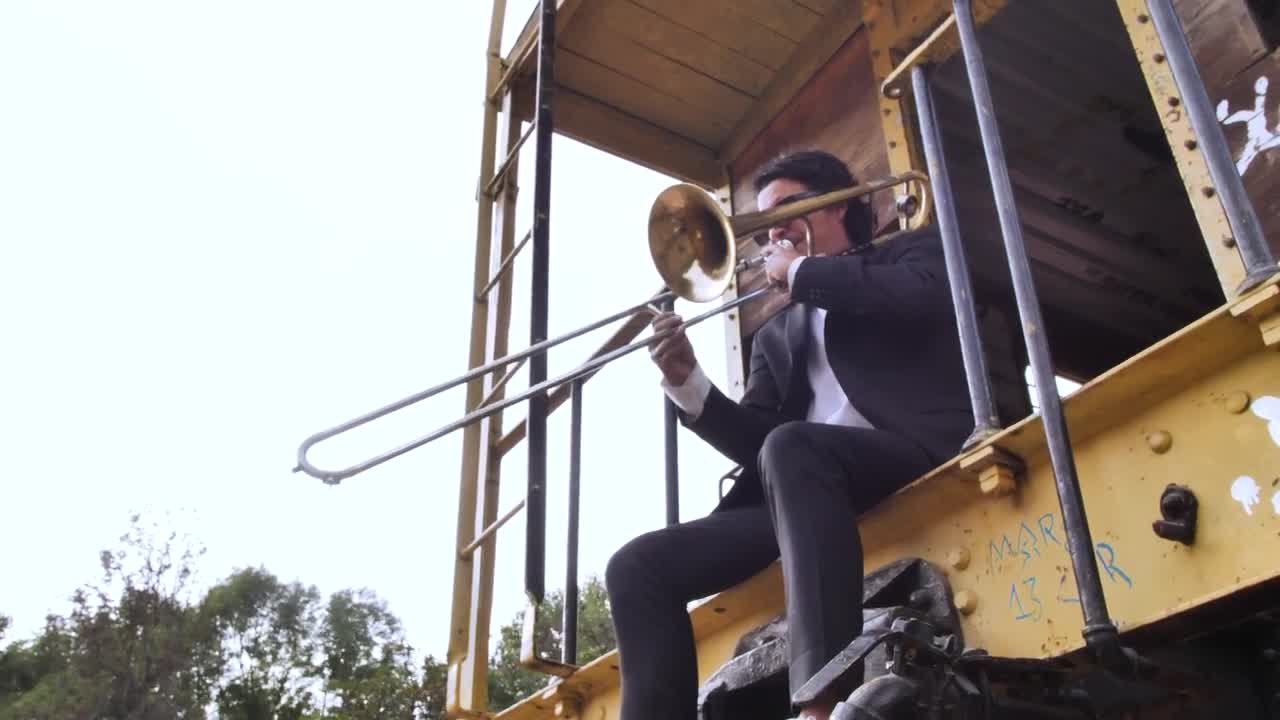 Stock Video Musician Playing His Trombone Alone Live Wallpaper - Free Download