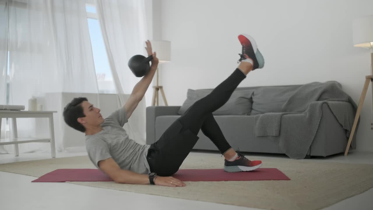 Free Stock Video Young Man Doing Exercises At Home Live Wallpaper - Free Download