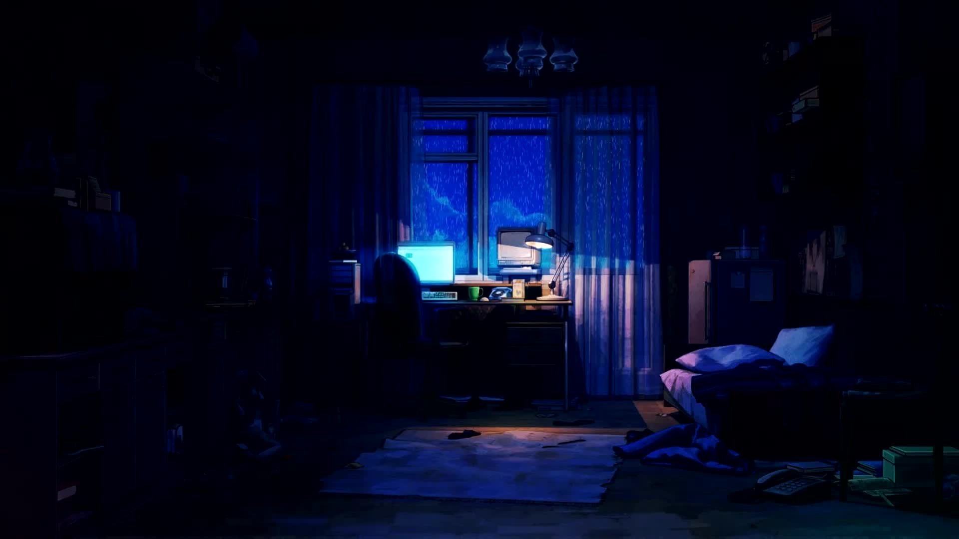 Pixel Computer Rain Live Wallpaper - Free Download