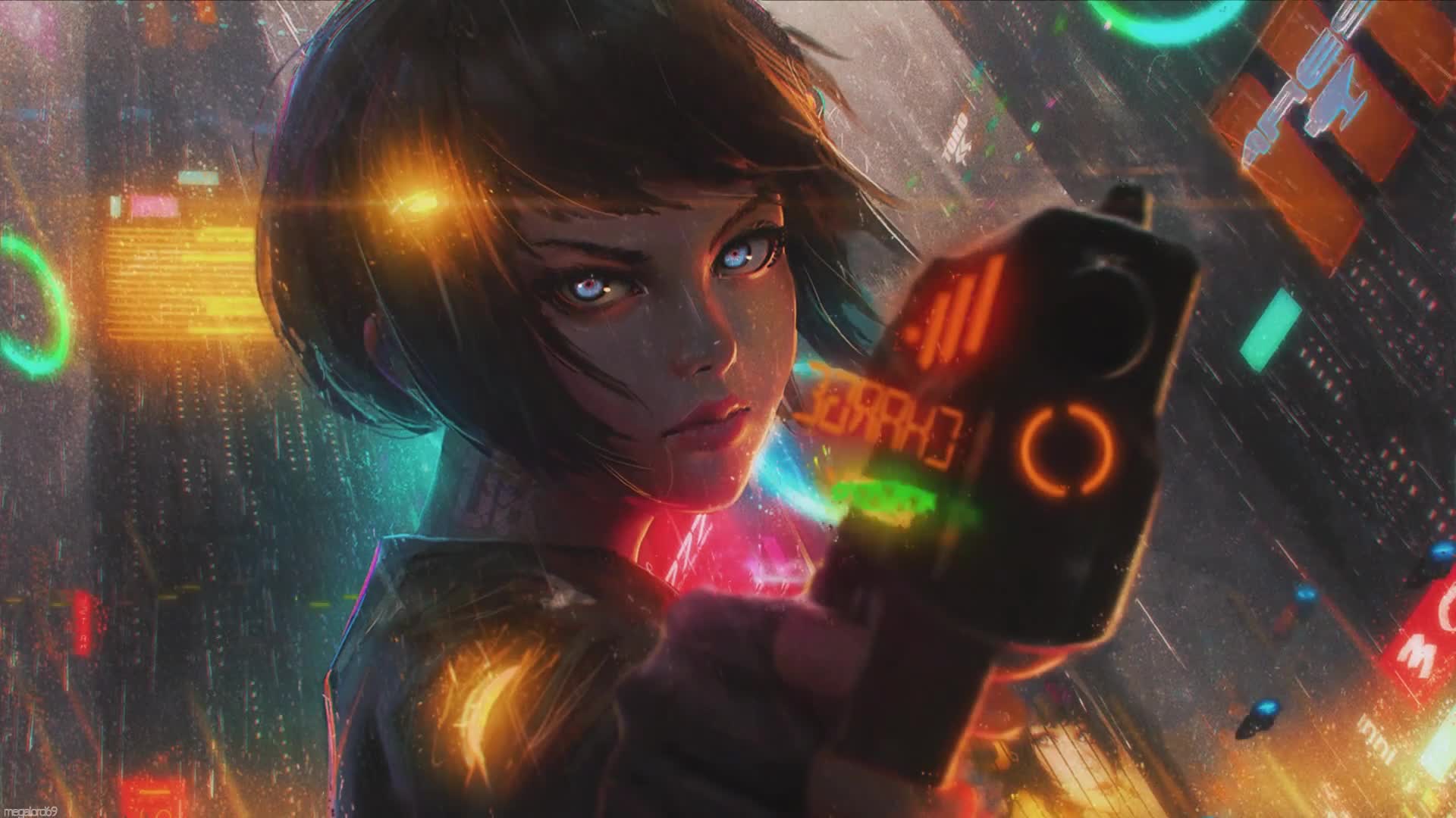 Cyberpunk Anime Girl With Gun Live Wallpaper - Free Download