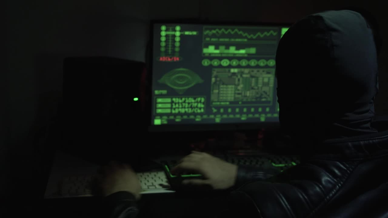 Stock Video Hacker With Balaclava Working In Front Of A Computer Live Wallpaper For PC - Free Download