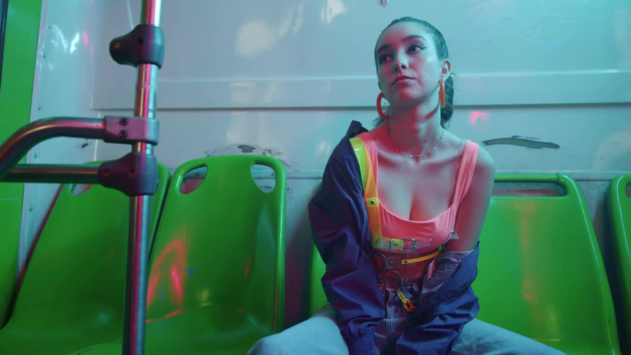 Stock Video Fashion Model Posing On A Bus Live Wallpaper For PC - Free Download