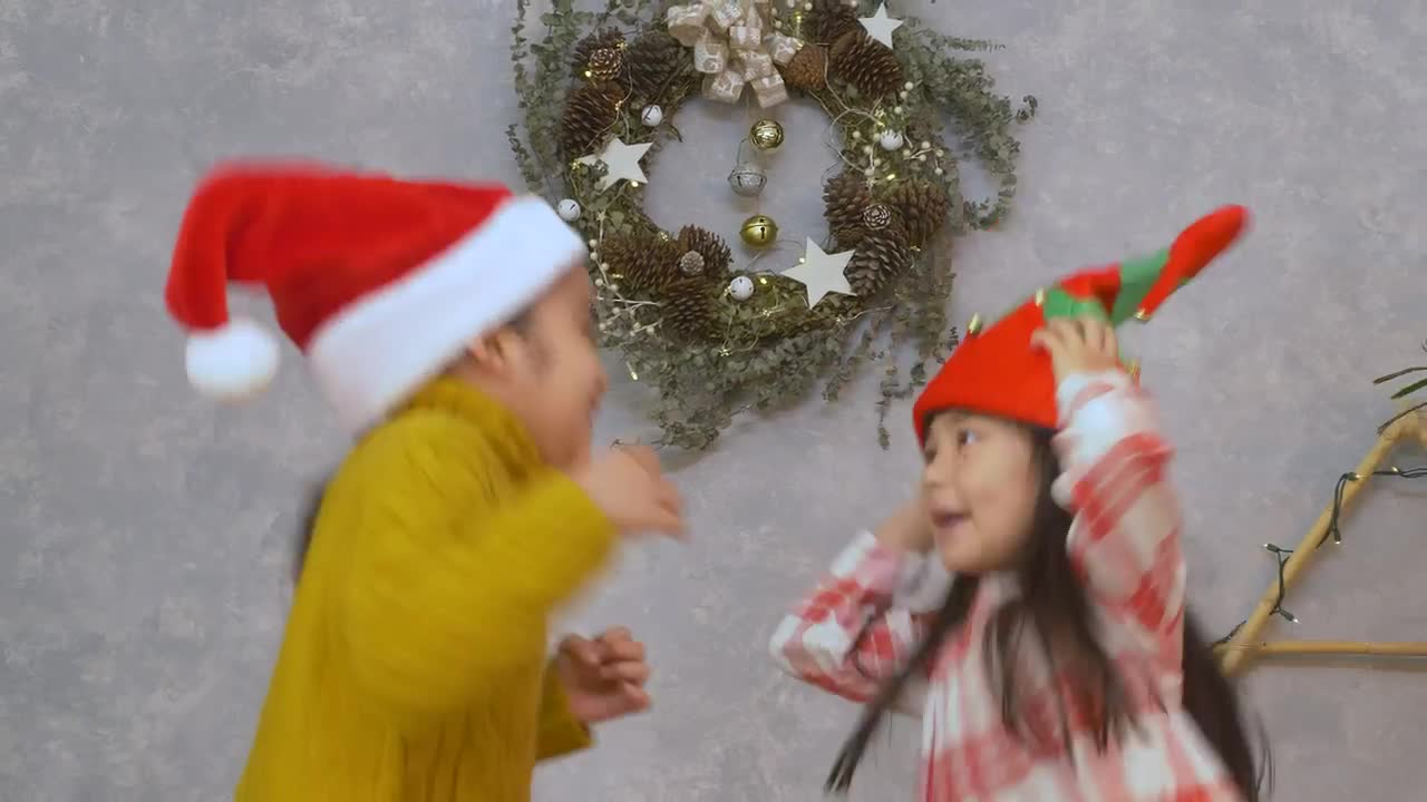 Stock Video Pair Of Excited Little Girls At Christmas Live Wallpaper - Free Download